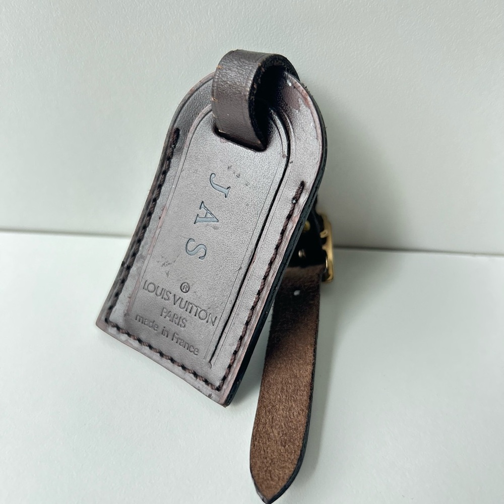 Louis Vuitton Damier Ebene Leather Luggage Tag Made in France c.2005